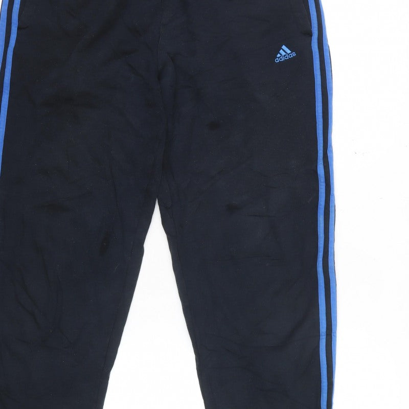 Adidas Men's Blue L Performance Essentials 3 Stripe Track Pants