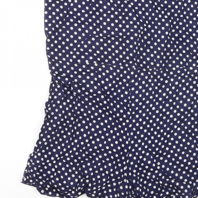 Topshop Women Blue Polka Dot Playsuit Size M Strappy Button Front
