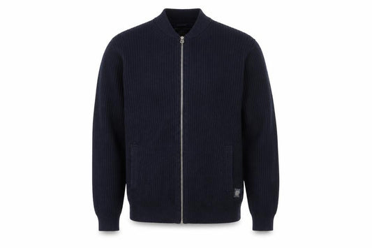 Scotch & Soda Men’s Blue XL Full Zip Wool Cotton Rib Knit Jumper