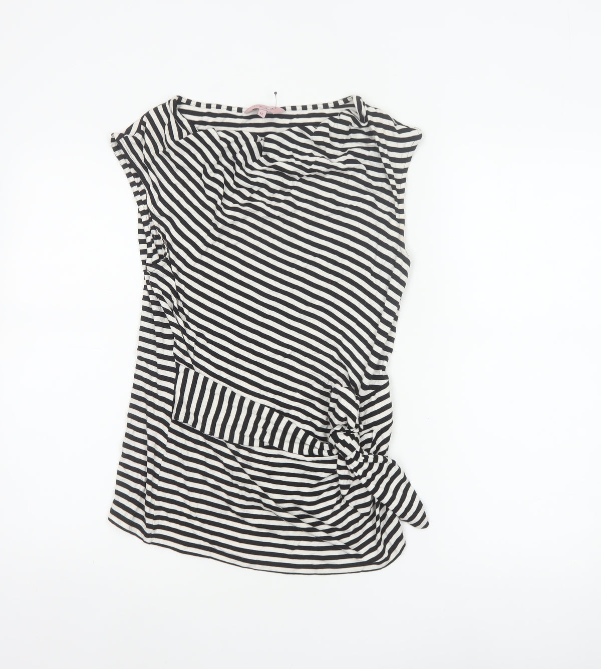 Phase Eight Women Black White Striped Wrap Jersey Top UK 12
