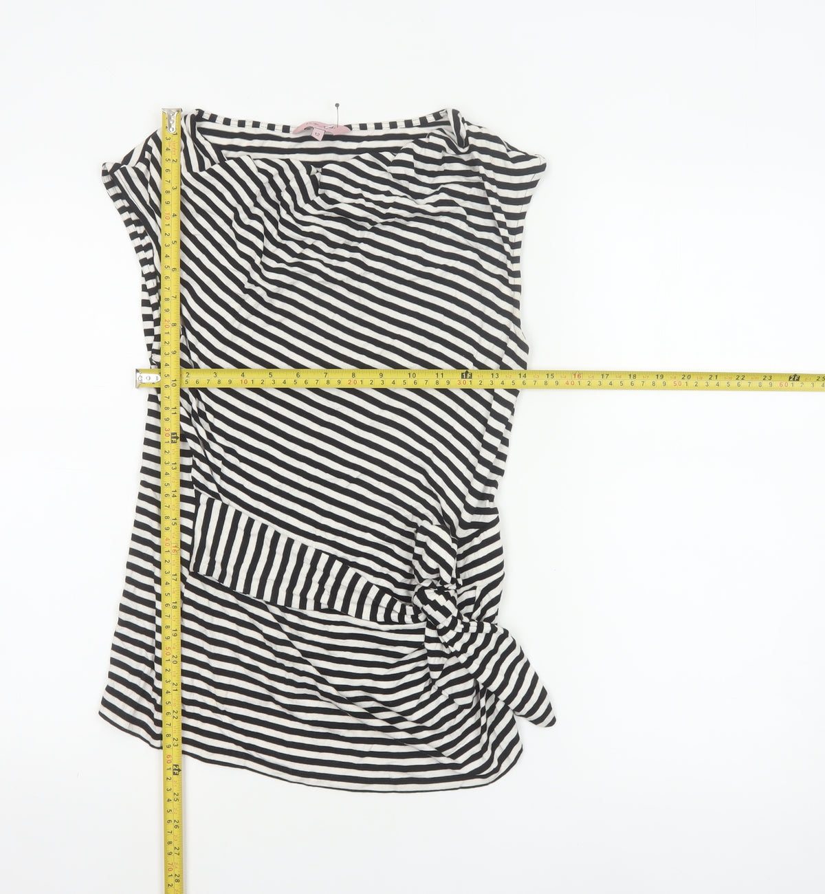 Phase Eight Women Black White Striped Wrap Jersey Top UK 12