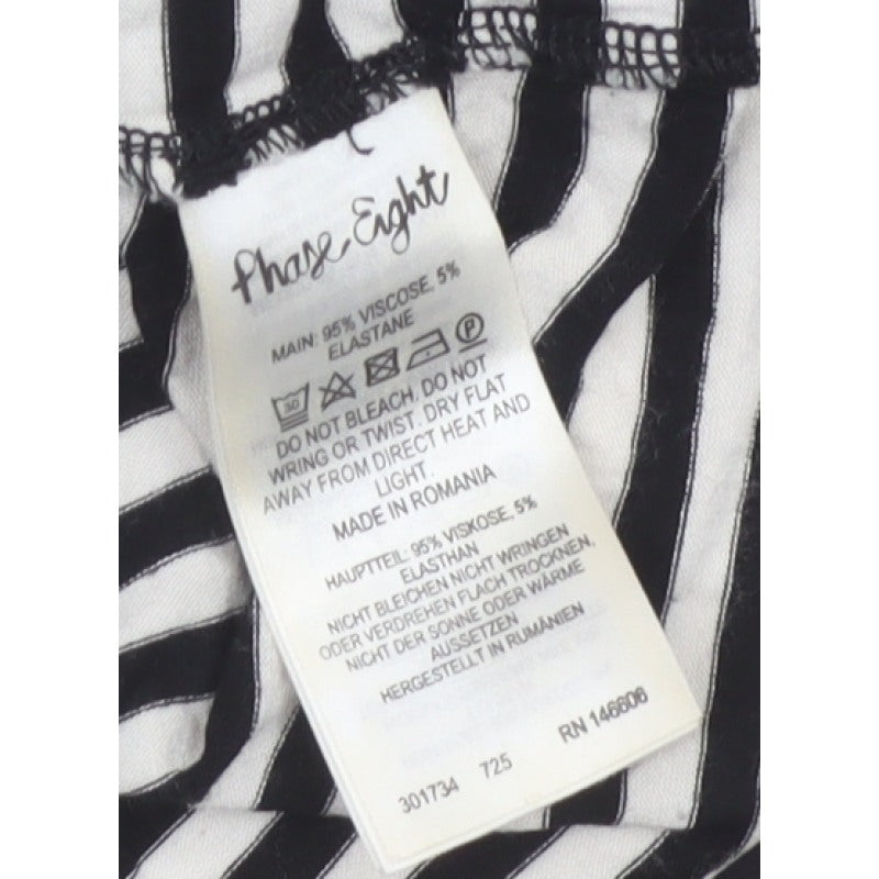 Phase Eight Women Black White Striped Wrap Jersey Top UK 12