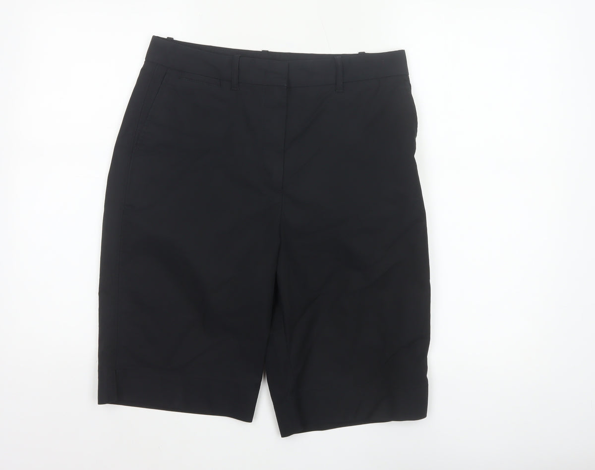 Marks and Spencer Women Black Size 12 Bermuda Tailored Work Shorts