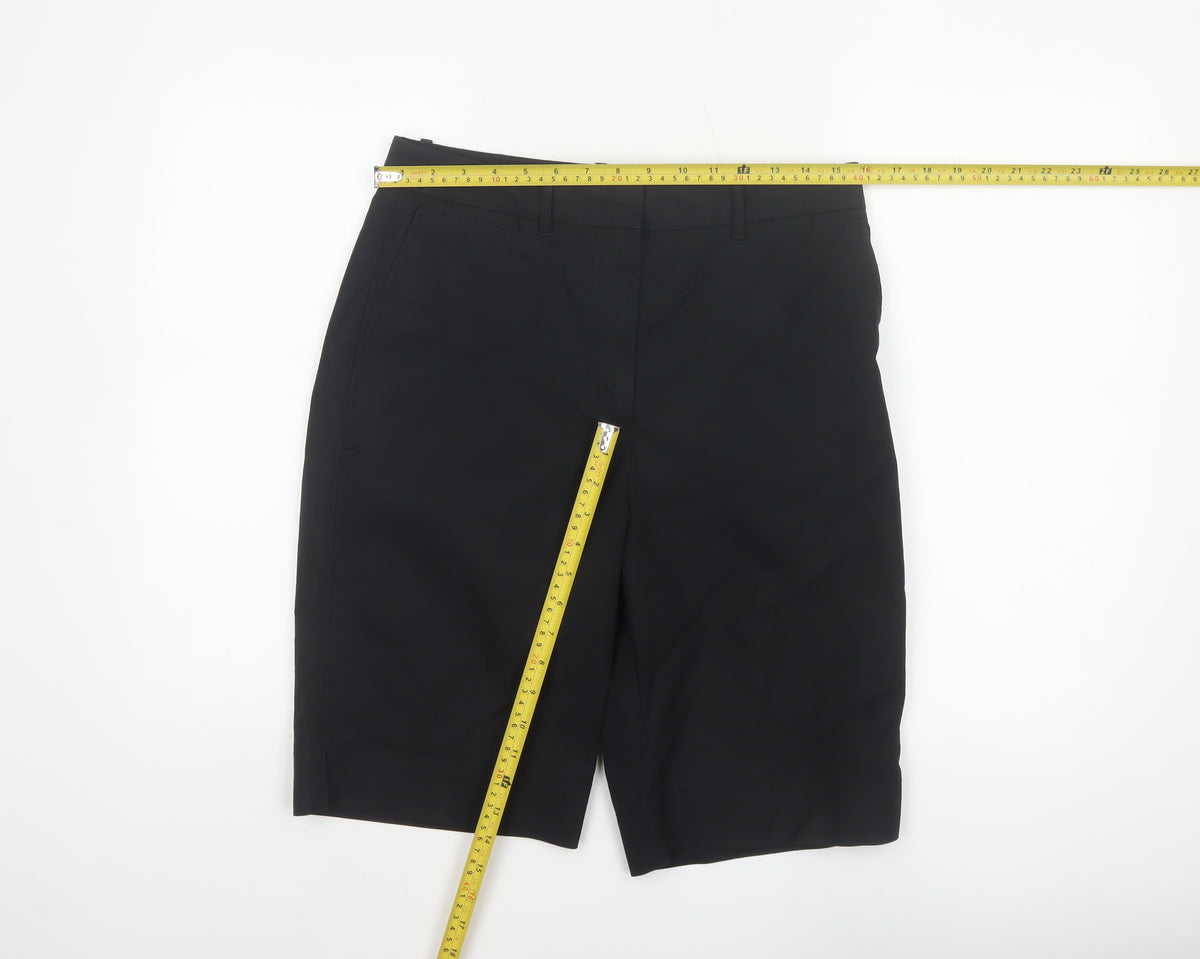 Marks and Spencer Women Black Size 12 Bermuda Tailored Work Shorts