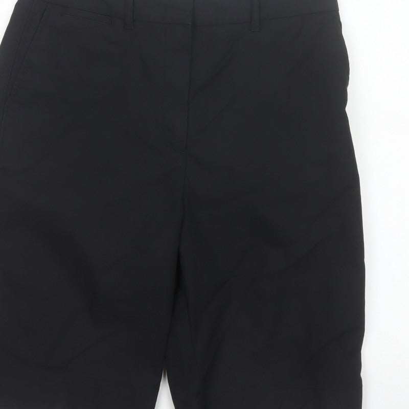 Marks and Spencer Women Black Size 12 Bermuda Tailored Work Shorts