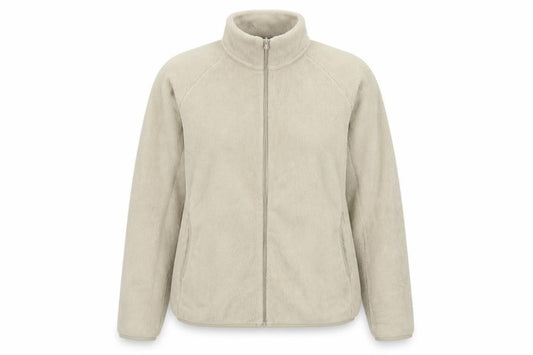Uniqlo Women Beige M Fleece Full Zip High Neck Jacket Pockets
