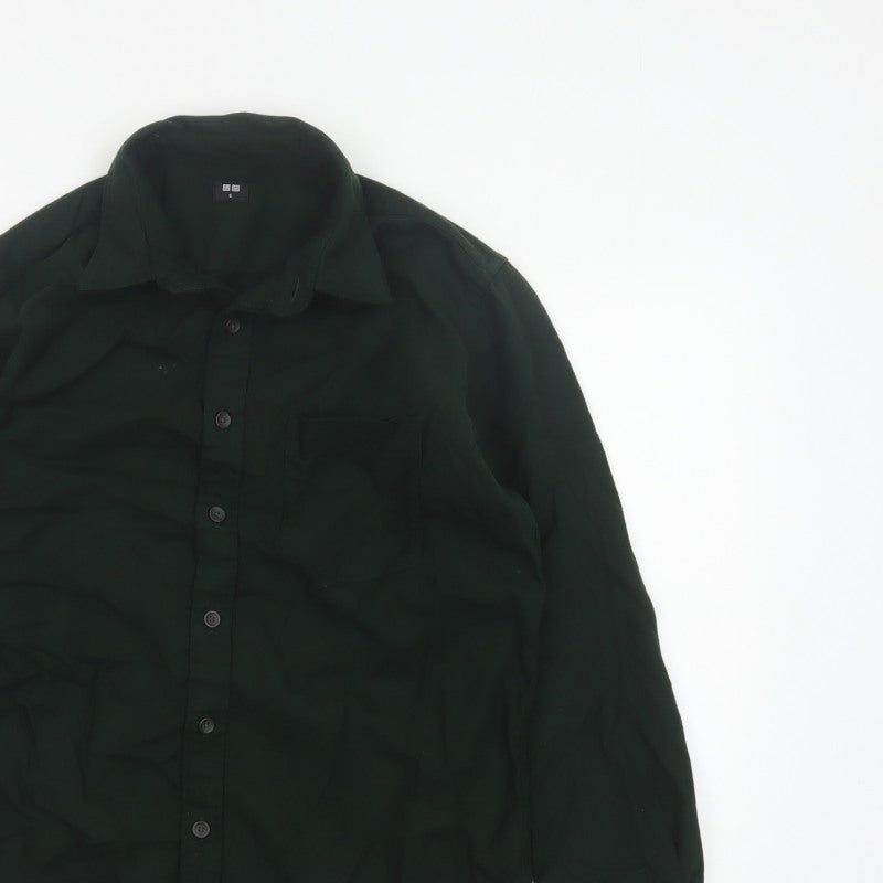 UNIQLO Men’s Black S Cotton Long Sleeve Button-Up Work Shirt