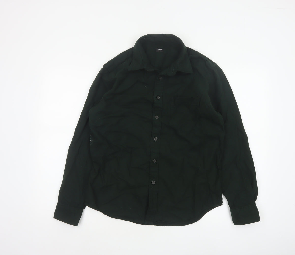 UNIQLO Men’s Black S Cotton Long Sleeve Button-Up Work Shirt