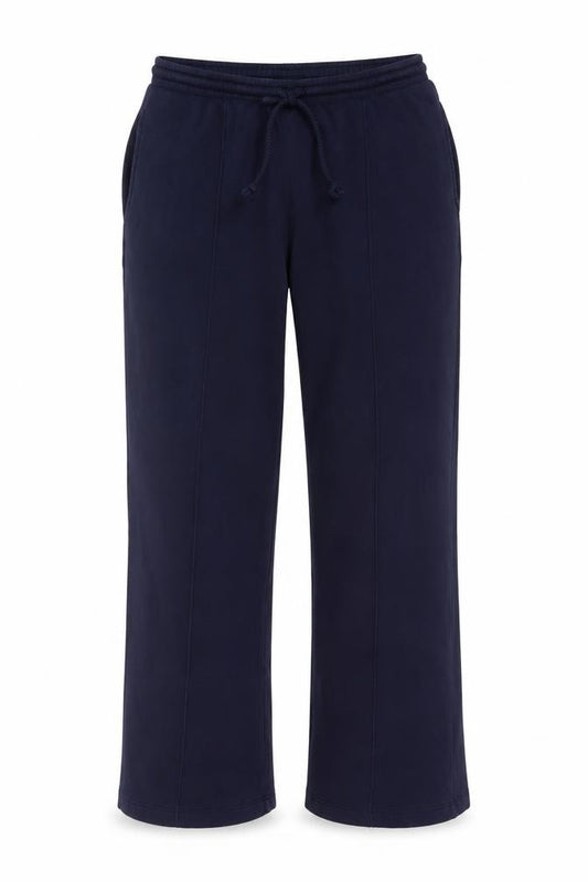 H&M Women's Blue L Wide Leg Fleece Jogger Trousers Drawstring