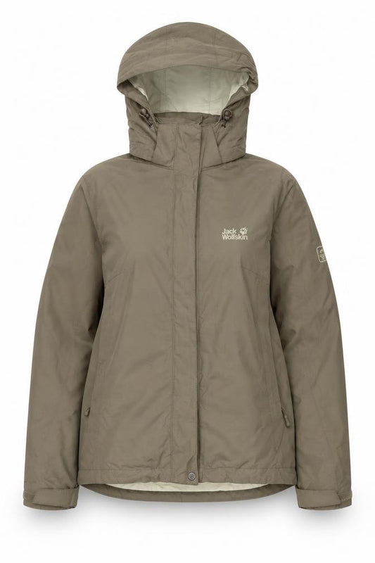 Jack Wolfskin Women Brown UK 12 Texapore Hooded Waterproof Ski Jacket