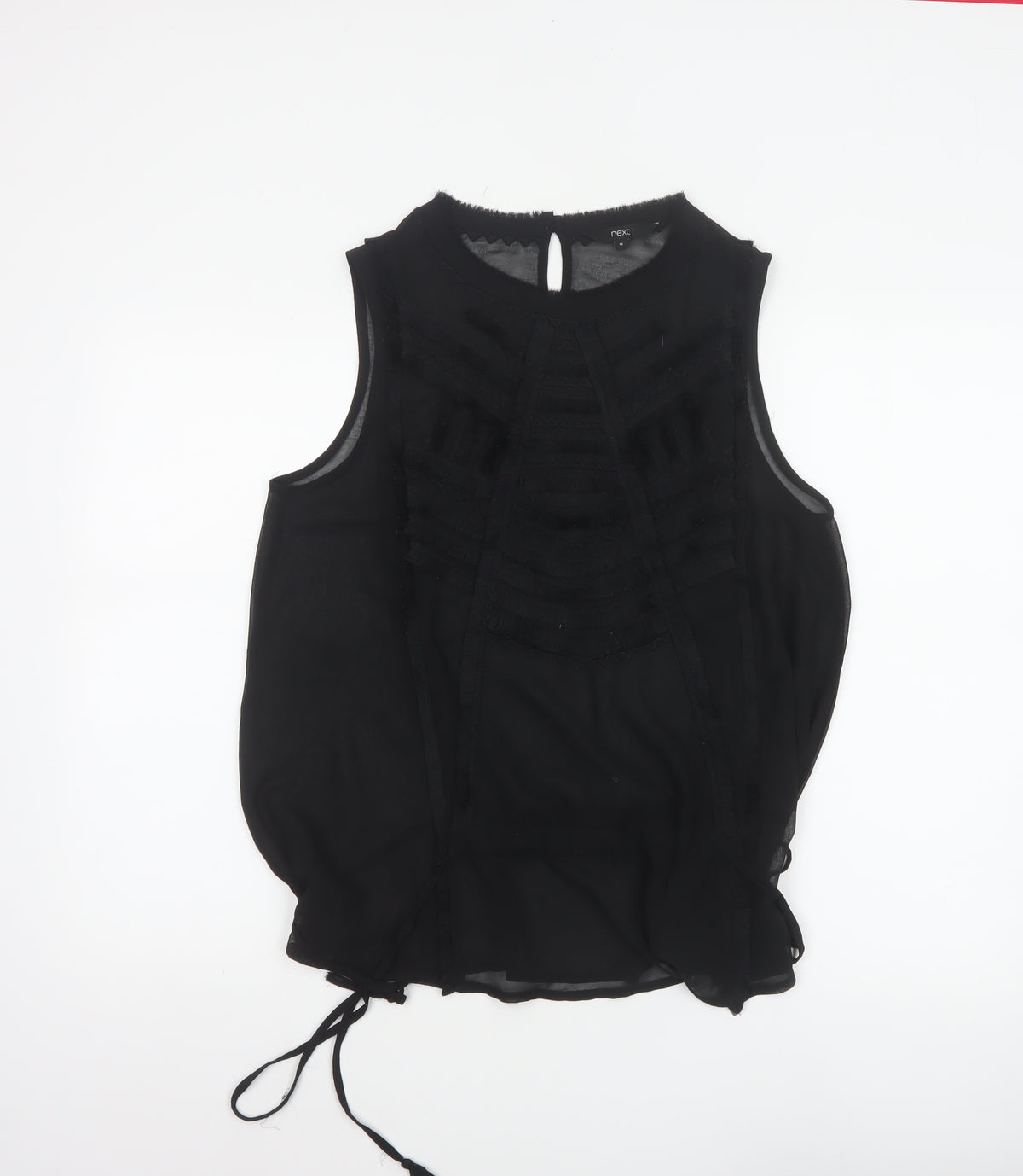 Next Women’s Black UK 12 Basic Sleeveless Ruffle Tassel Blouse