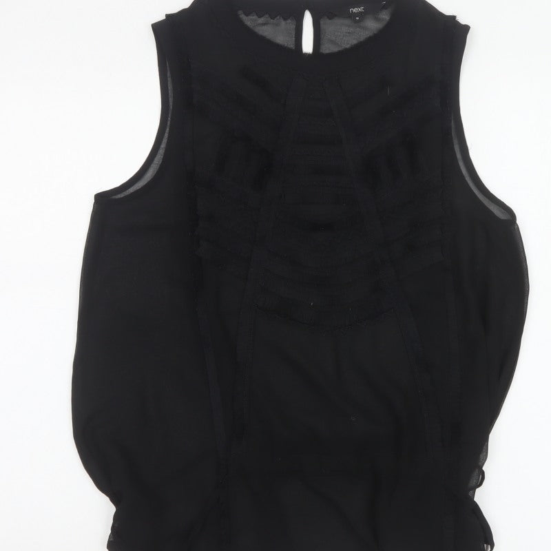 Next Women’s Black UK 12 Basic Sleeveless Ruffle Tassel Blouse