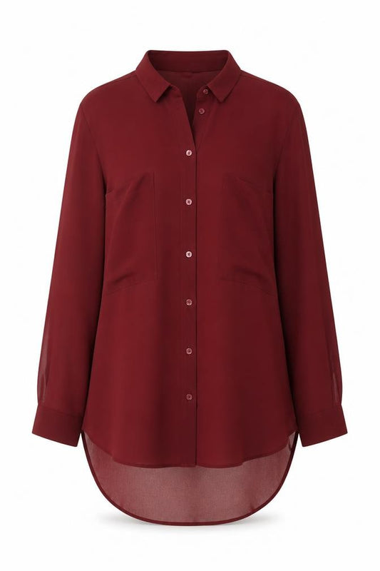 M&S Limited Edition Women Red Size 10 Chiffon Tunic Button-Up Shirt