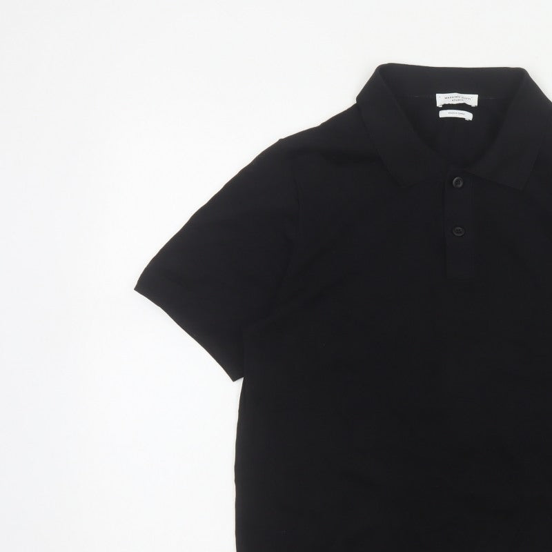 Massimo Dutti Studio Men’s Black Silk Cotton Short Sleeve Polo S