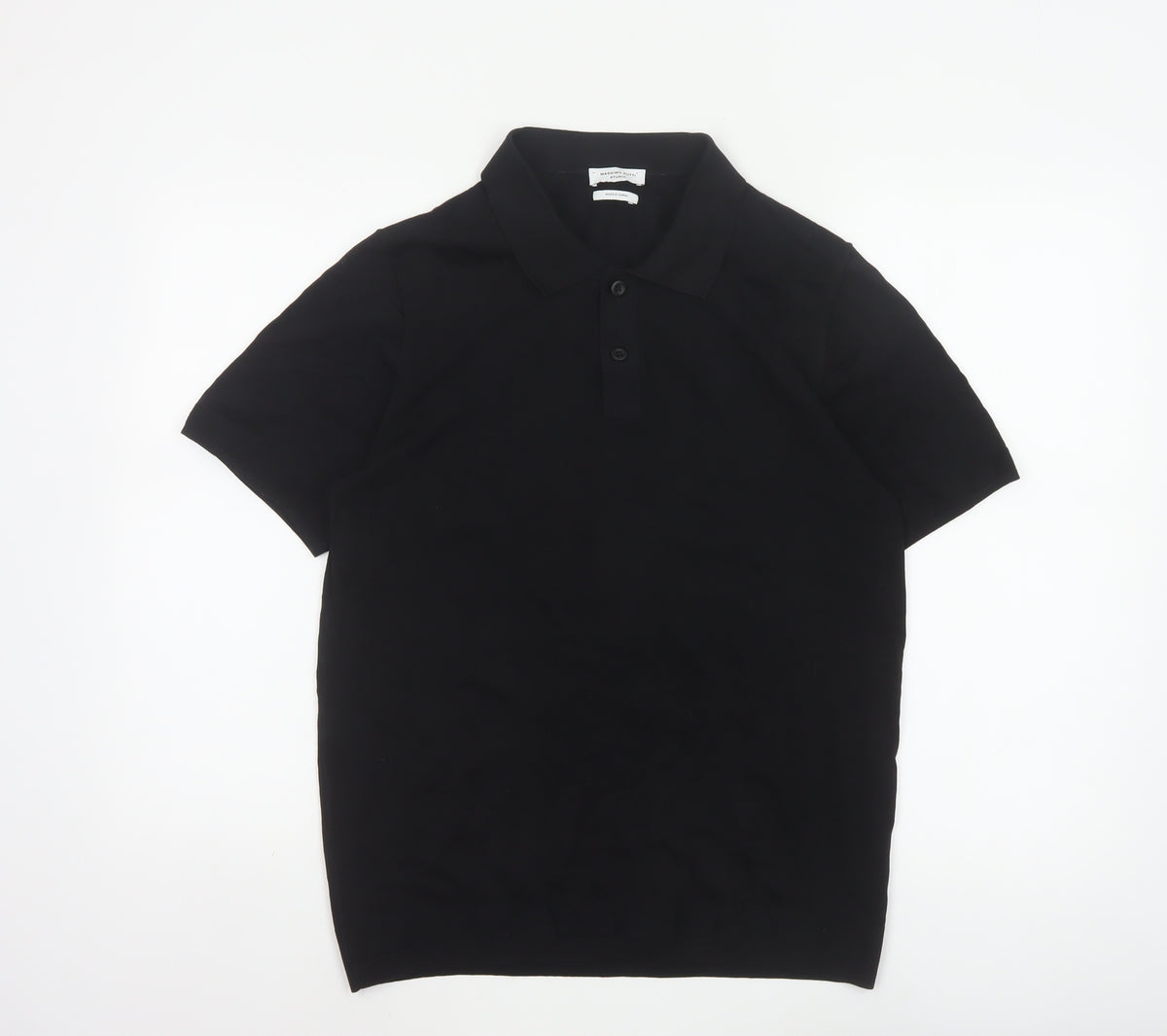 Massimo Dutti Studio Men’s Black Silk Cotton Short Sleeve Polo S