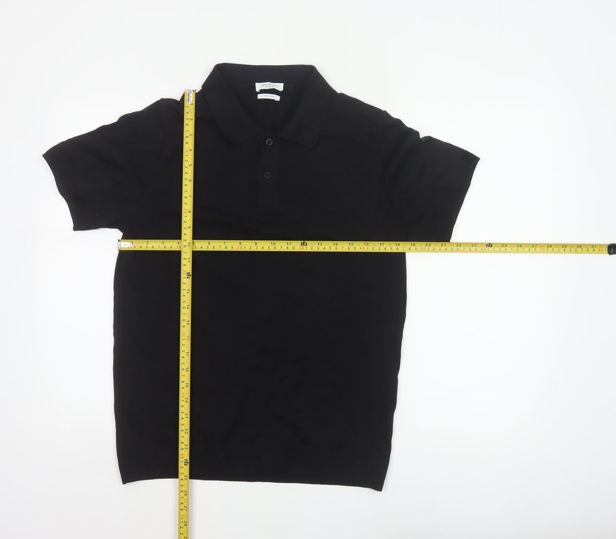 Massimo Dutti Studio Men’s Black Silk Cotton Short Sleeve Polo S
