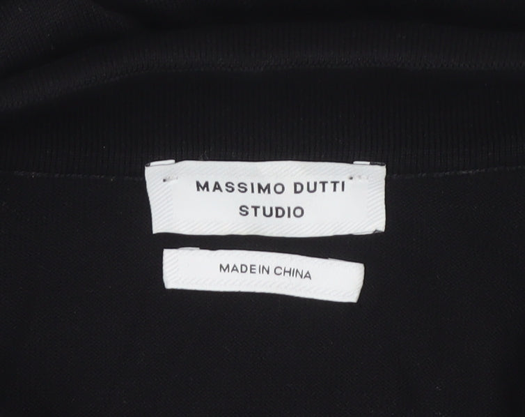 Massimo Dutti Studio Men’s Black Silk Cotton Short Sleeve Polo S
