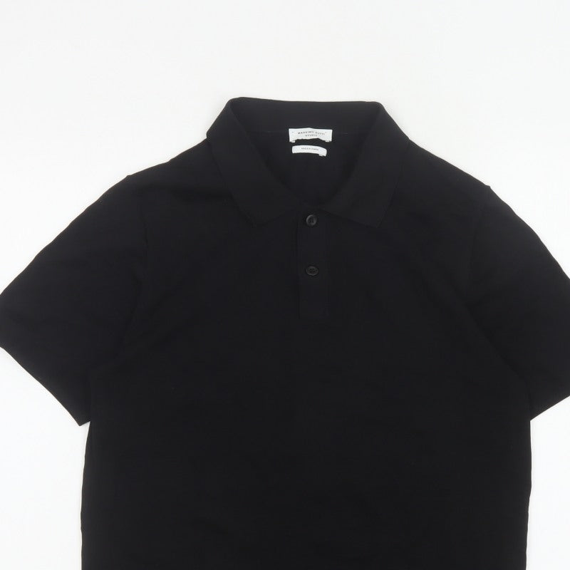 Massimo Dutti Studio Men’s Black Silk Cotton Short Sleeve Polo S