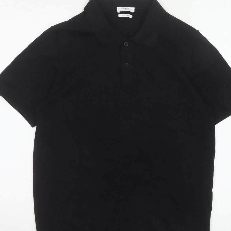 Massimo Dutti Studio Men’s Black Silk Cotton Short Sleeve Polo S
