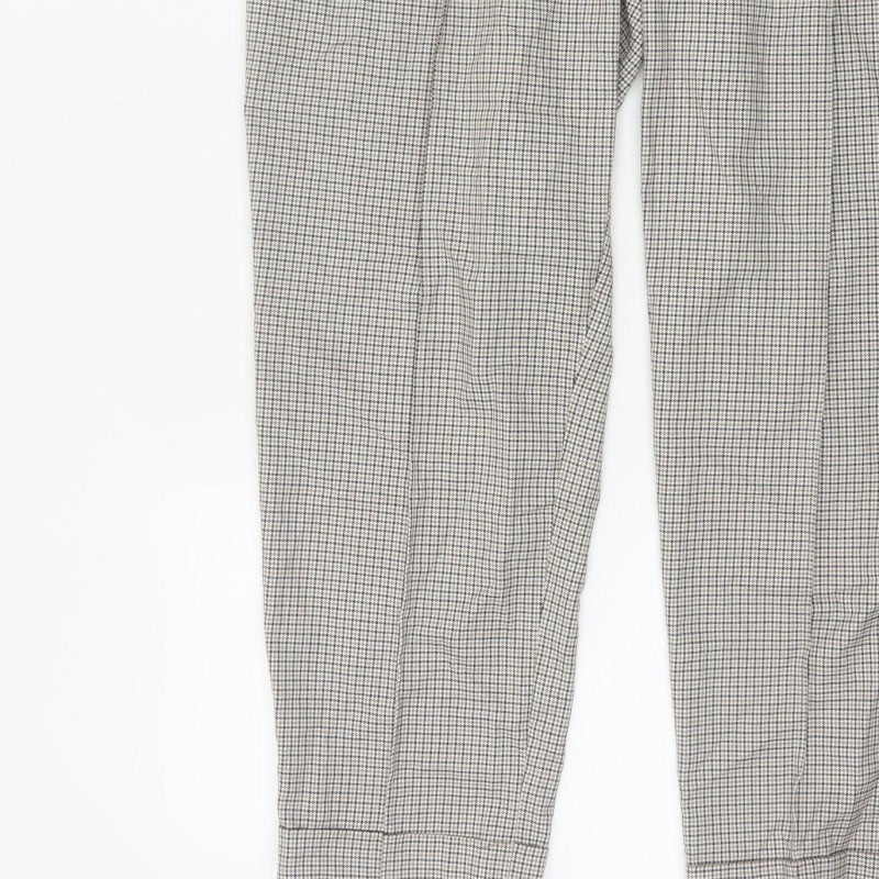 Marks & Spencer Women Beige Check Jogger Trousers UK 18 Drawstring