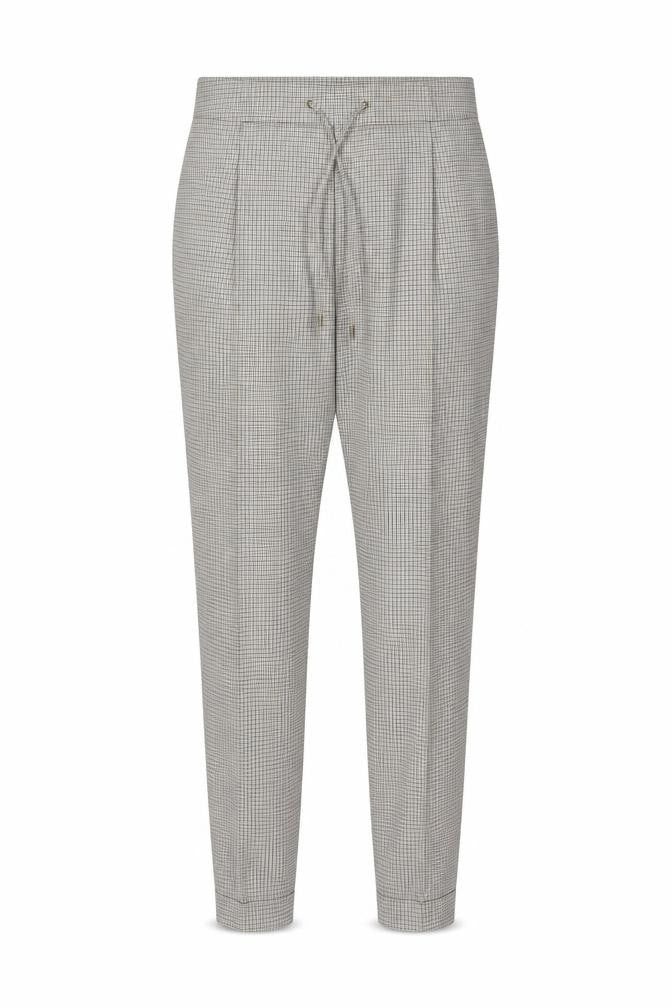 Marks & Spencer Women Beige Check Jogger Trousers UK 18 Drawstring