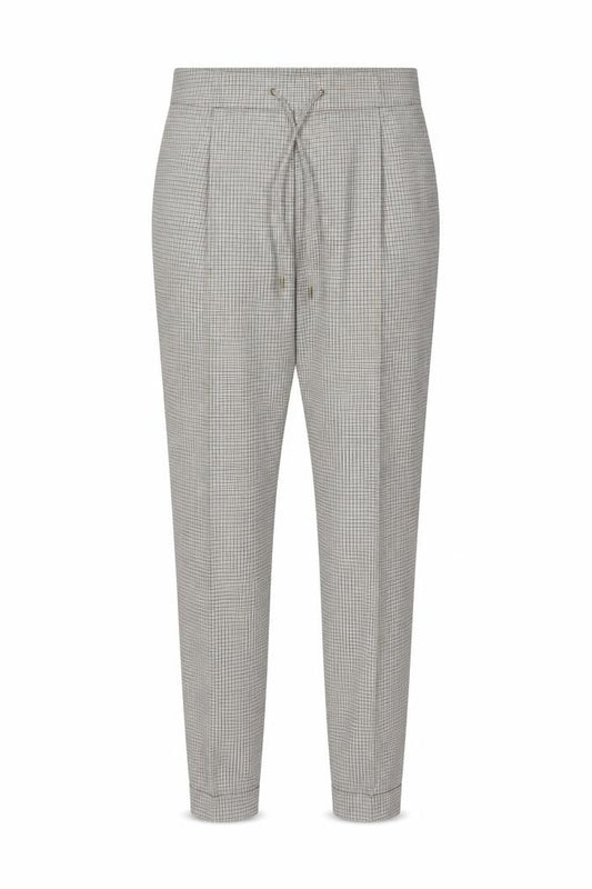 Marks & Spencer Women Beige Check Jogger Trousers UK 18 Drawstring