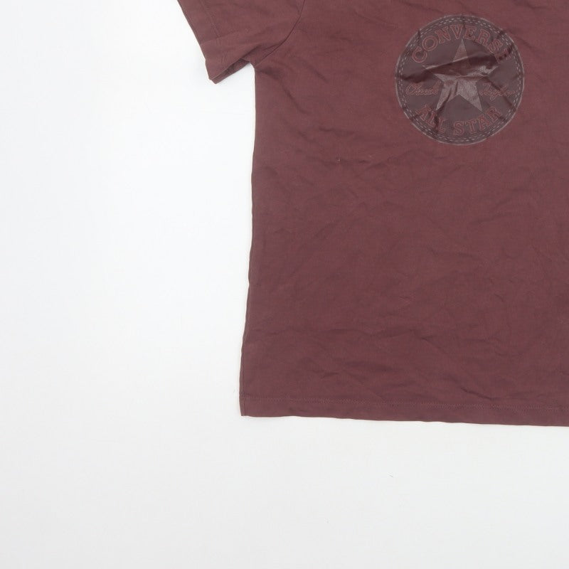 Converse Boys Brown XS Logo Graphic Print Basic Short Sleeve T-Shirt