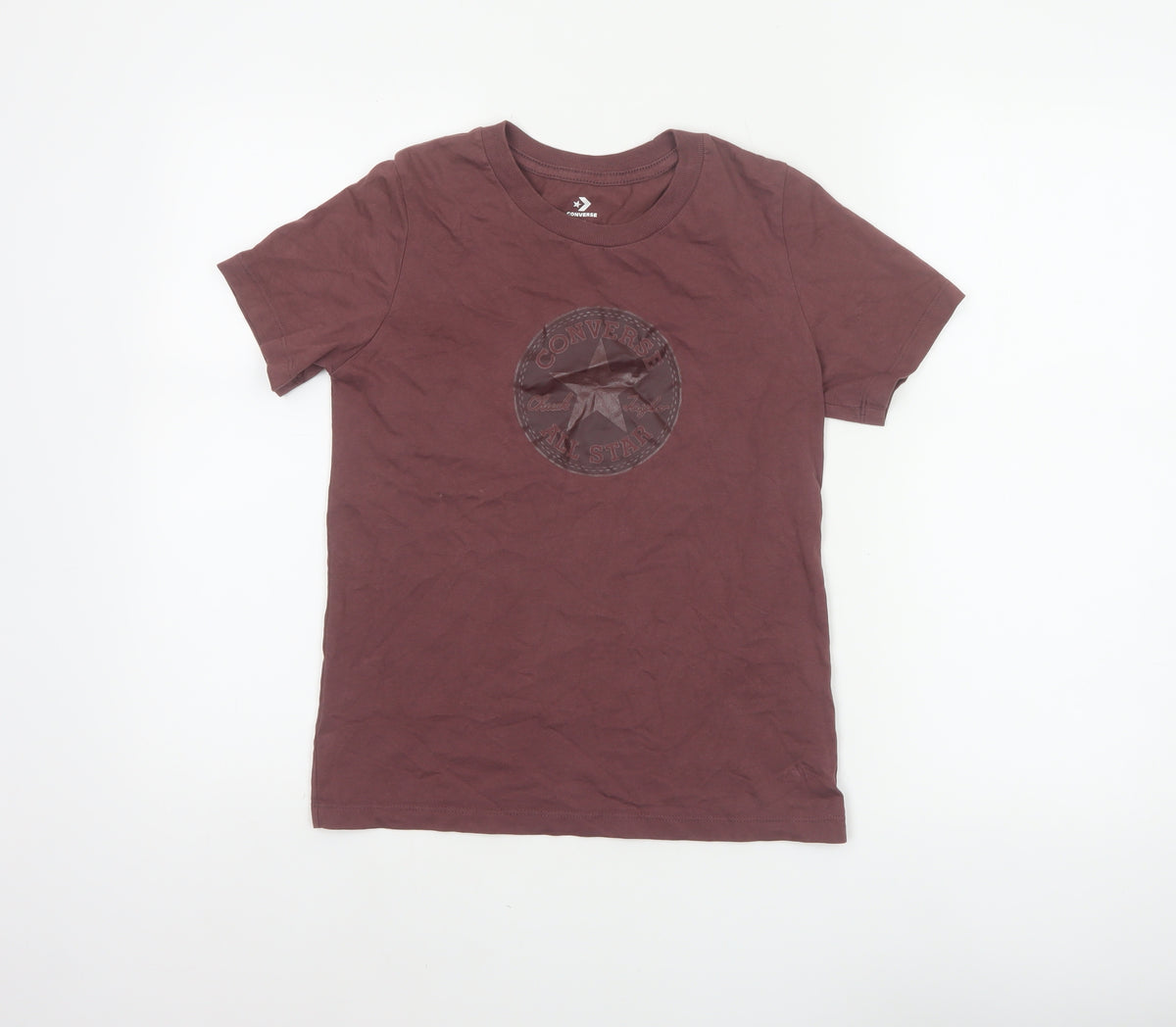 Converse Boys Brown XS Logo Graphic Print Basic Short Sleeve T-Shirt