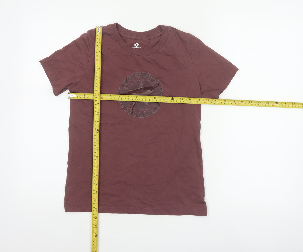 Converse Boys Brown XS Logo Graphic Print Basic Short Sleeve T-Shirt