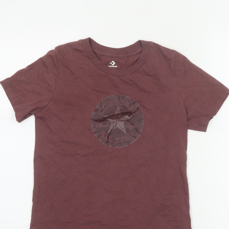 Converse Boys Brown XS Logo Graphic Print Basic Short Sleeve T-Shirt
