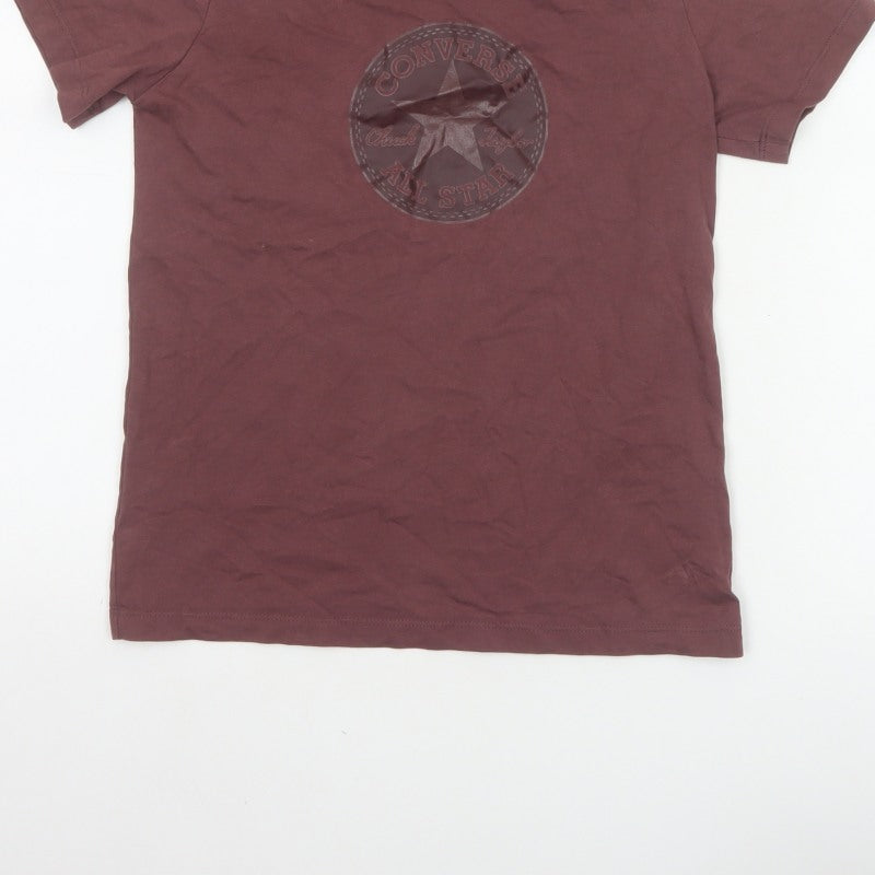 Converse Boys Brown XS Logo Graphic Print Basic Short Sleeve T-Shirt