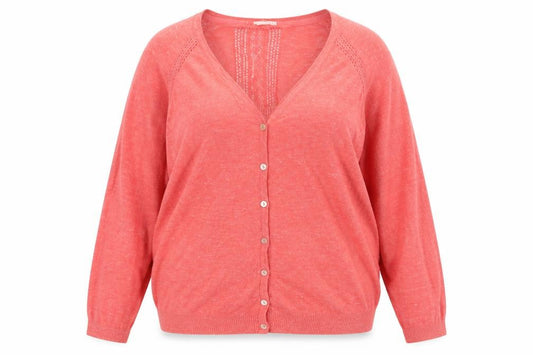 Fat Face Women Pink UK 16 Cotton V-Neck Button Lightweight Cardigan