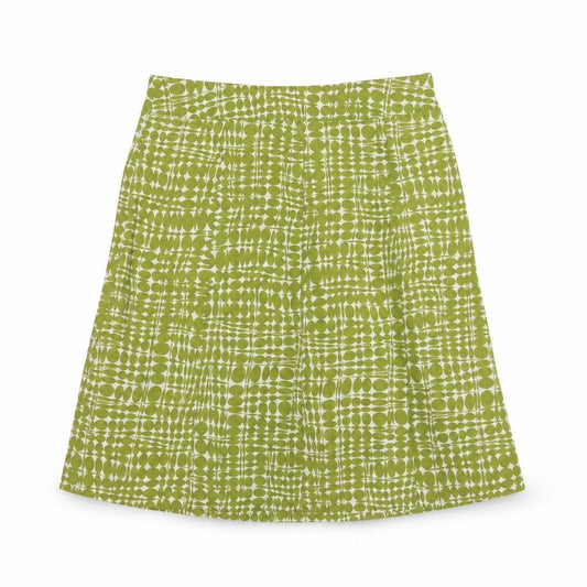 Linea Women Green UK 10 Geometric Silk Cotton A-Line Knee Skirt