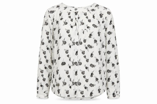 Oasis Women White Floral Print Long Sleeve Button Blouse UK 12