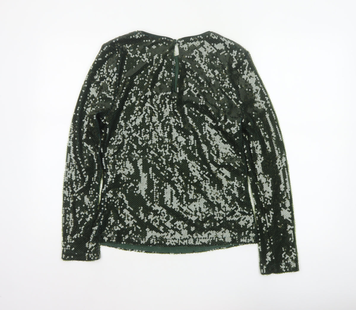 Marks and Spencer Women Green Sequin Long Sleeve Blouse Size 12