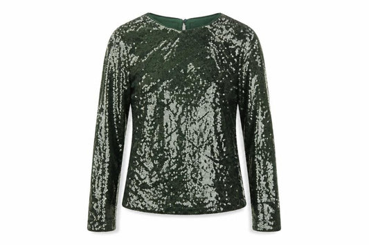 Marks and Spencer Women Green Sequin Long Sleeve Blouse Size 12