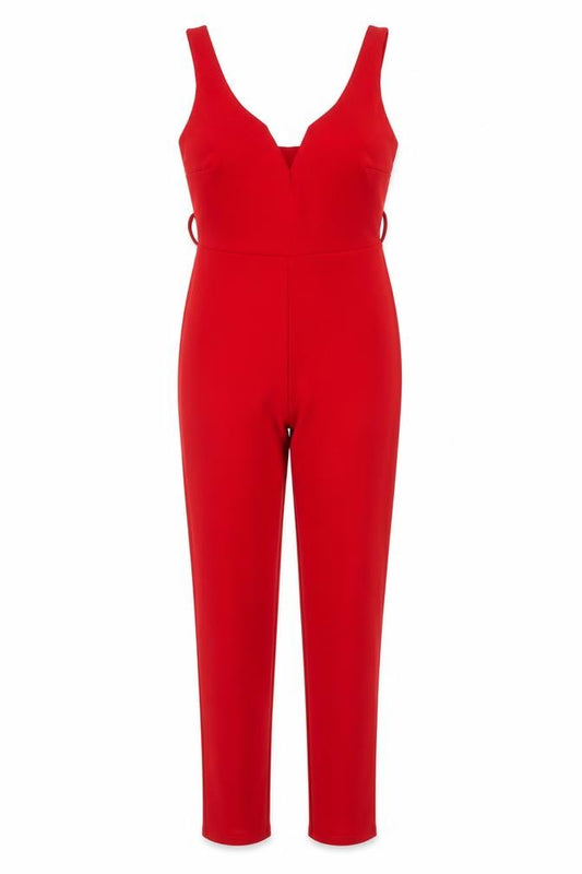Select Women’s Red UK 8 Sleeveless V-Neck Slim Jumpsuit