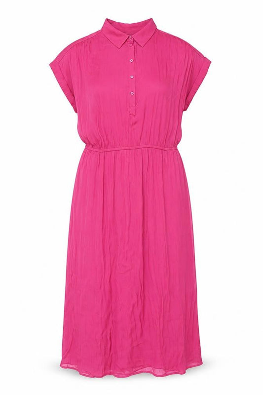 Hush Women Pink UK 14 Long Shirt Dress Collared Cap Sleeve