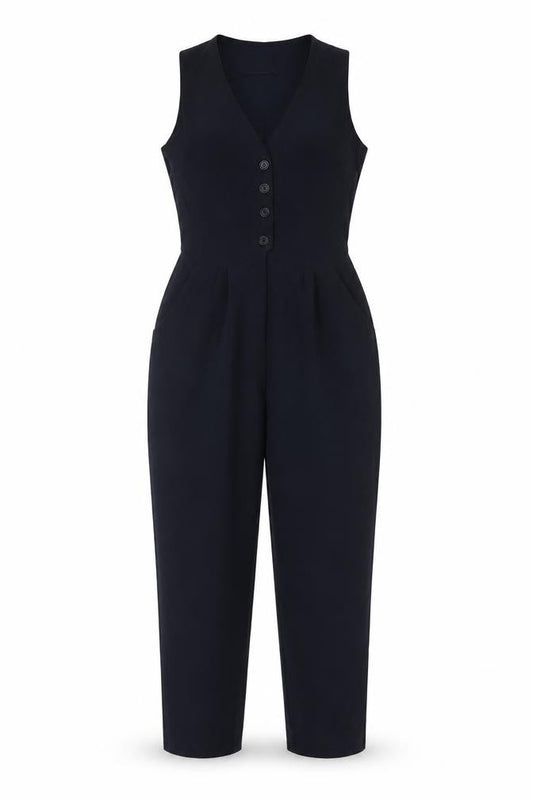 ASOS Women’s Blue UK 6 Sleeveless Button Front Straight Leg Jumpsuit