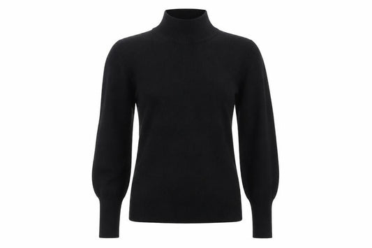 Warehouse Women’s Black Size 8 Mock Neck Rib Knit Slim Jumper