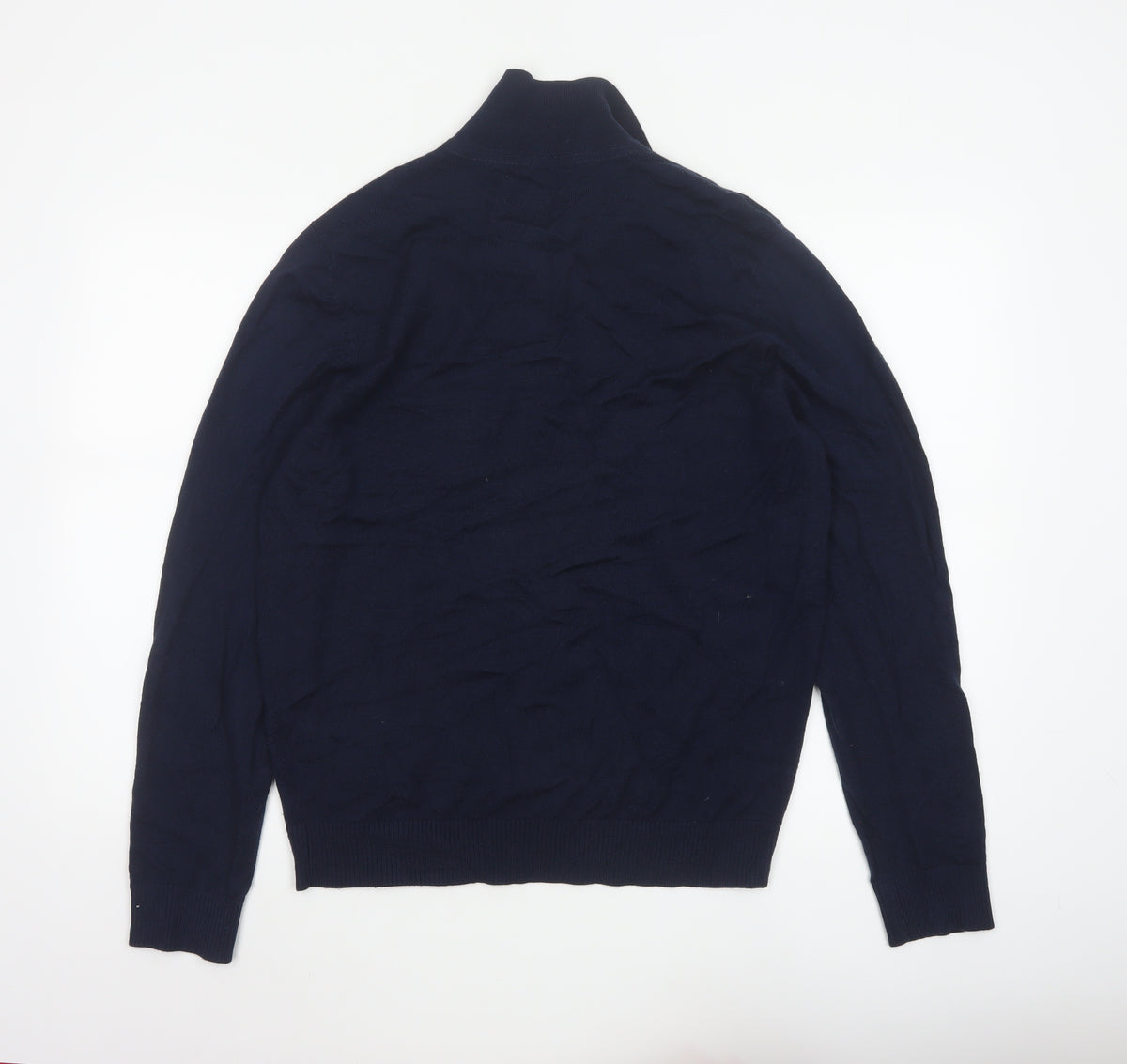 Original Penguin Men's Blue L Merino Wool Blend Collared Henley Jumper