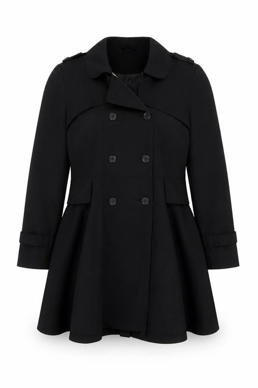 Sashay London Women’s Black UK 16 Long Double Breasted Trench Coat