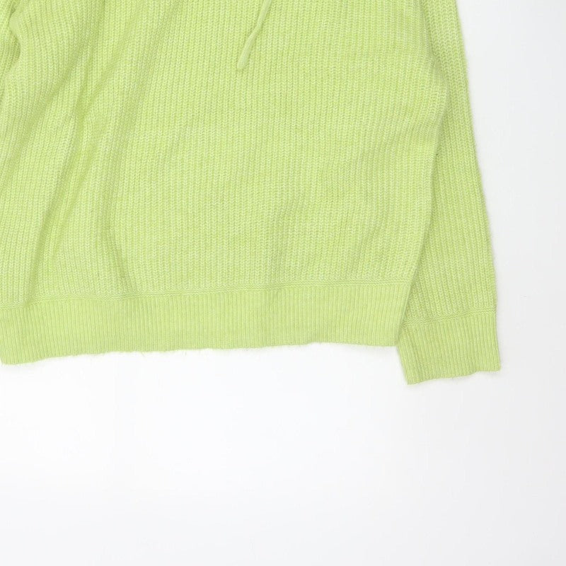 Marks and Spencer Women Green M Hooded Knit Pullover Jumper