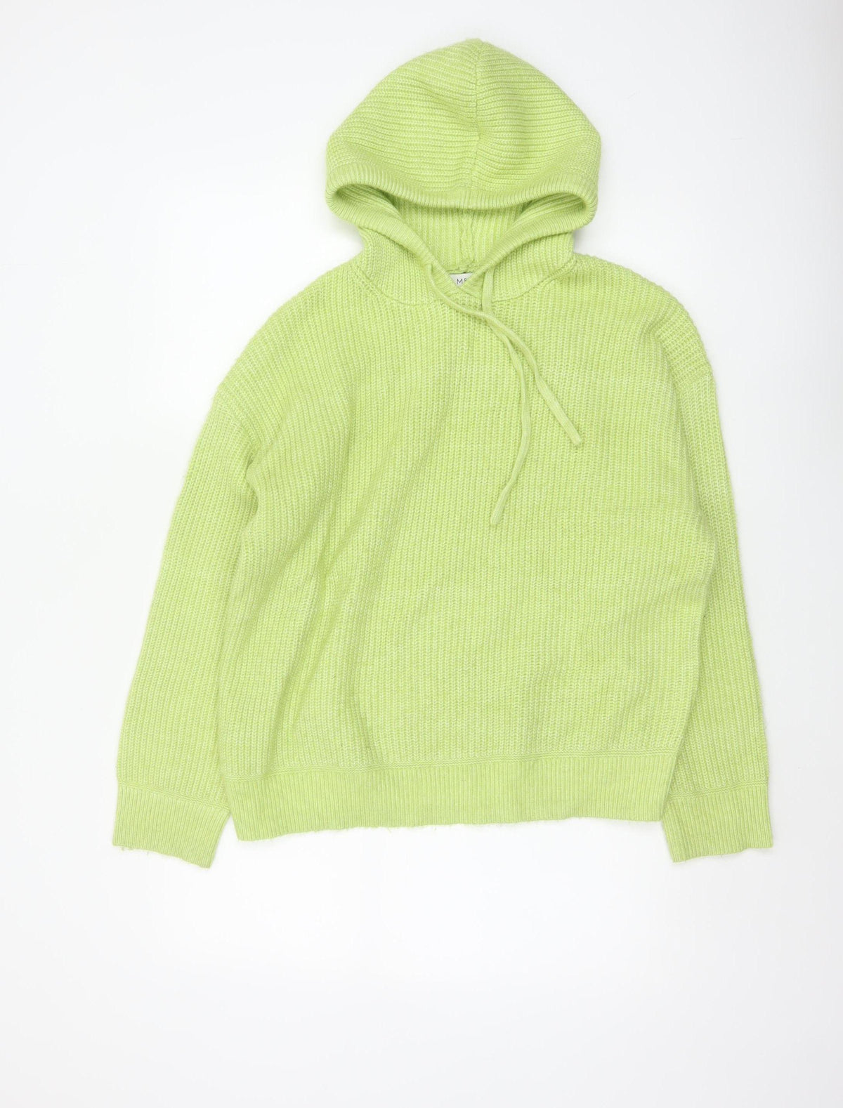 Marks and Spencer Women Green M Hooded Knit Pullover Jumper