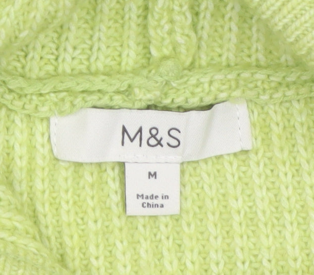 Marks and Spencer Women Green M Hooded Knit Pullover Jumper
