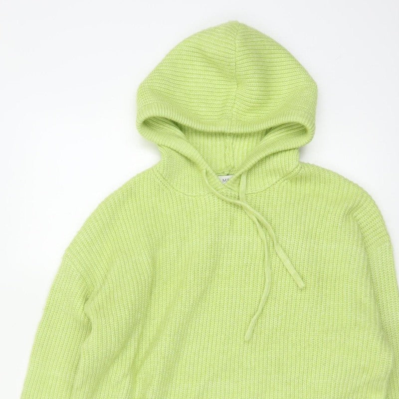Marks and Spencer Women Green M Hooded Knit Pullover Jumper