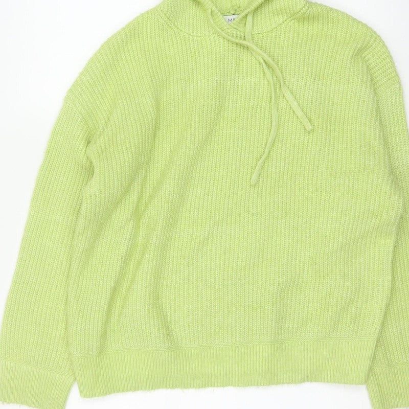 Marks and Spencer Women Green M Hooded Knit Pullover Jumper