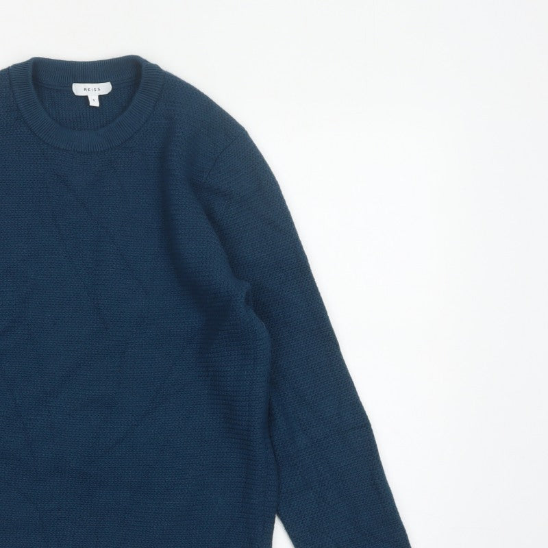 Reiss Men’s Blue Chunky Knit Crew Neck Pullover Jumper Size S