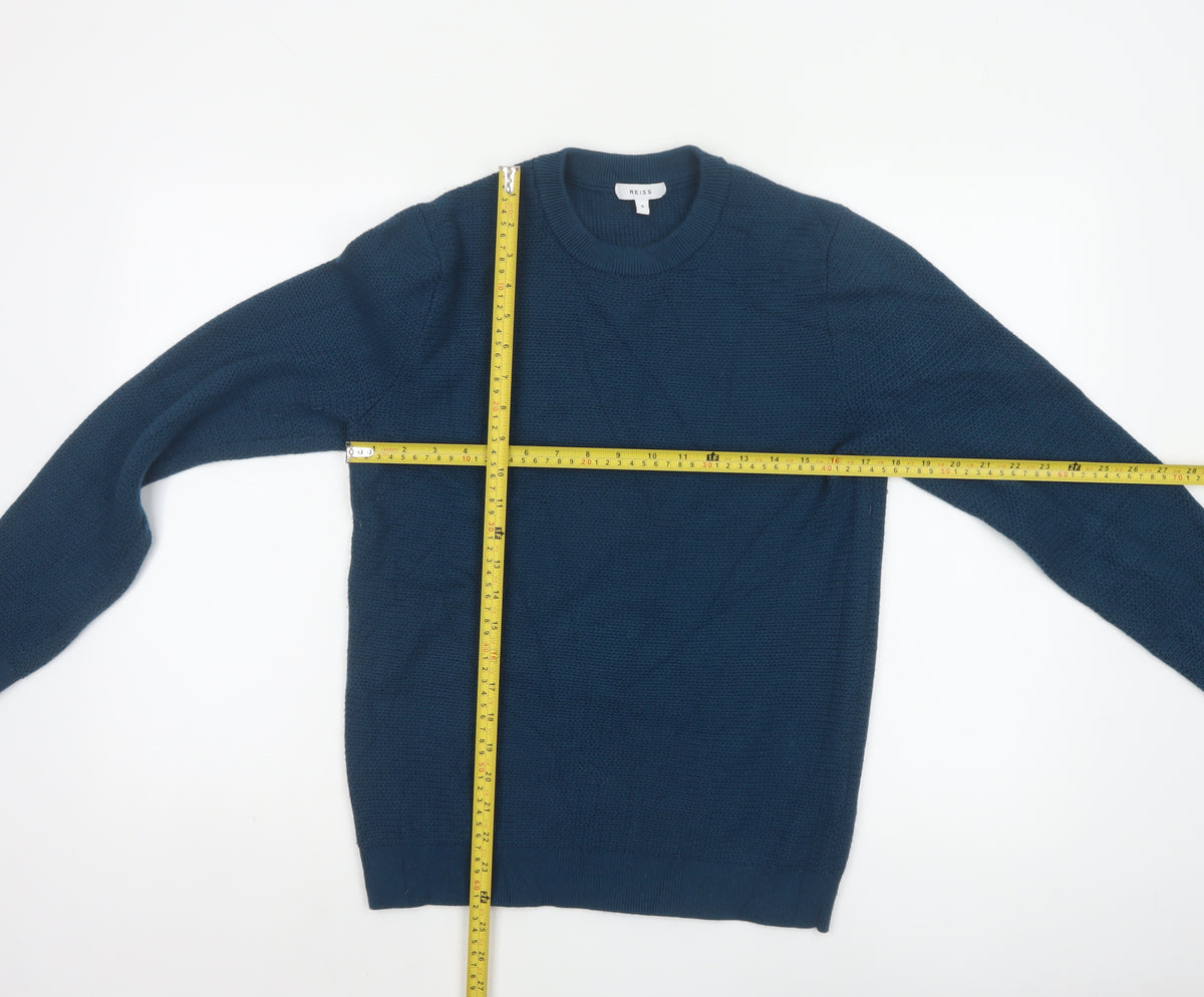 Reiss Men’s Blue Chunky Knit Crew Neck Pullover Jumper Size S