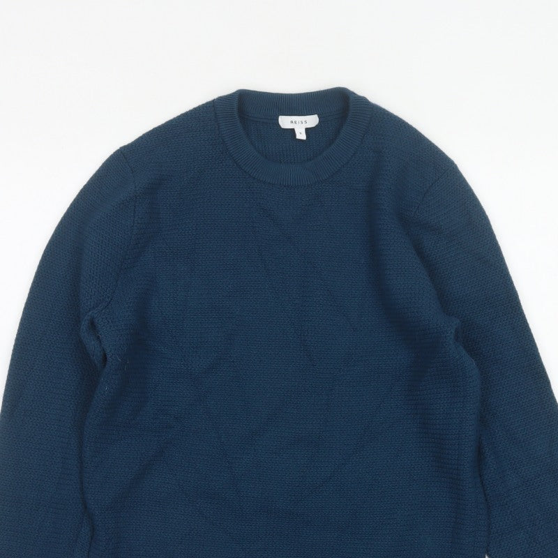 Reiss Men’s Blue Chunky Knit Crew Neck Pullover Jumper Size S